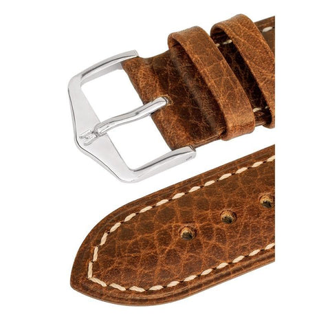 The Watch Boutique Hirsch BOSTON Buffalo Calfskin Leather Watch Strap in GOLD BROWN