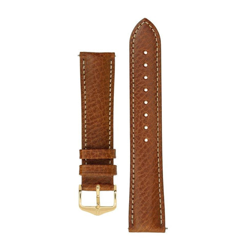 The Watch Boutique Hirsch BOSTON Buffalo Calfskin Leather Watch Strap in GOLD BROWN