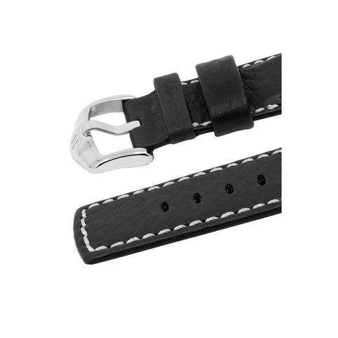 The Watch Boutique Hirsch MARINER Water-Resistant Leather Watch Strap in BLACK