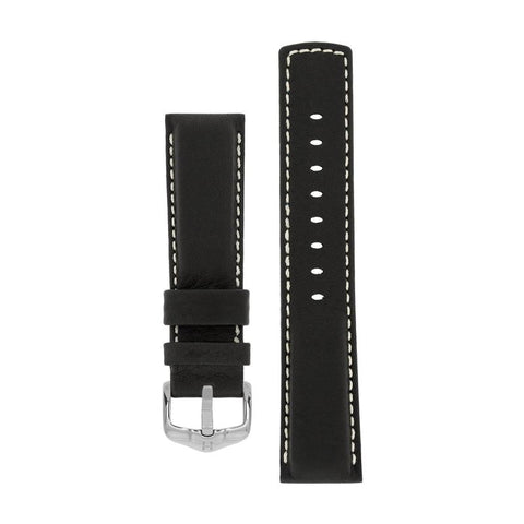 The Watch Boutique Hirsch MARINER Water-Resistant Leather Watch Strap in BLACK