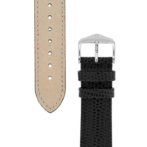 The Watch Boutique Hirsch RAINBOW Lizard Embossed Leather Watch Strap in BLACK