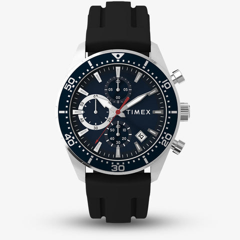 Timex Ridgefield Chronograph Silicone Strap Watch Black Dial