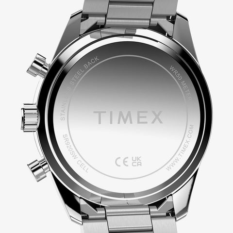 Timex Ridgefield Chronograph Stainless Steel Bracelet Watch Light Blue Dial