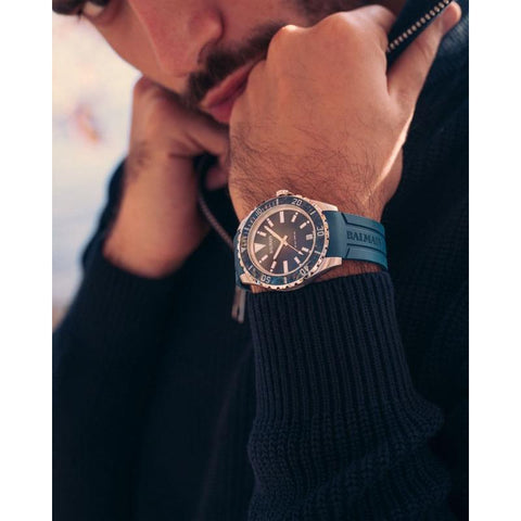 The Watch Boutique Balmain Ophrys Swiss Quartz Stainless Steel Blue Rubber Watch