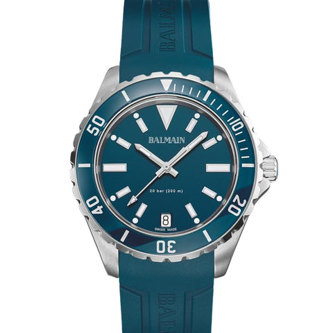 The Watch Boutique Balmain Ophrys Swiss Quartz Stainless Steel Blue Rubber Watch