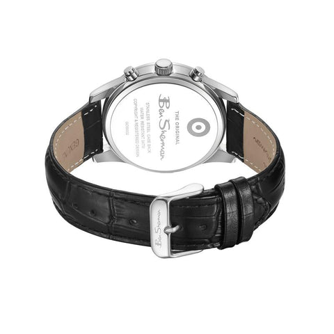 The Watch Boutique Ben Sherman Men's Black Chronograph Watch with Black Leather Strap