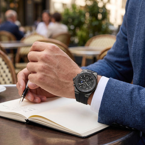 The Watch Boutique Ben Sherman Men's Black Chronograph Watch with Black Silicone Strap