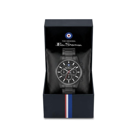 The Watch Boutique Ben Sherman Men's Black Chronograph Watch with Black Stainless Steel Bracelet