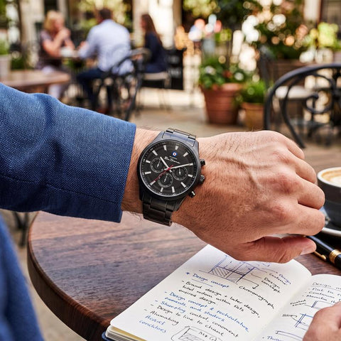 The Watch Boutique Ben Sherman Men's Black Chronograph Watch with Black Stainless Steel Bracelet