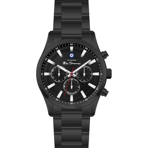 The Watch Boutique Ben Sherman Men's Black Chronograph Watch with Black Stainless Steel Bracelet