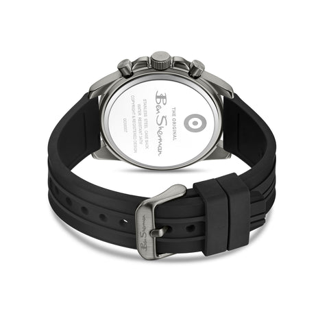 The Watch Boutique Ben Sherman Men’s Black Chronograph Watch with Green Dial and Silicone Strap
