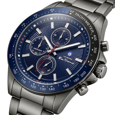 The Watch Boutique Ben Sherman Men’s Black Chronograph Watch with Navy Dial