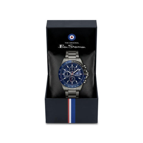 The Watch Boutique Ben Sherman Men’s Black Chronograph Watch with Navy Dial