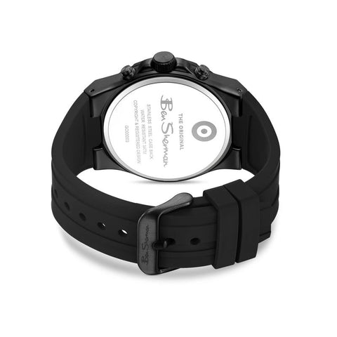 The Watch Boutique Ben Sherman Men's Black & Rose Gold Chronograph Watch with Black Silicone Strap