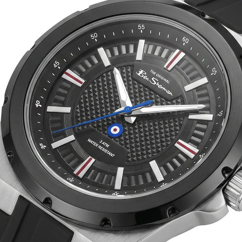 The Watch Boutique Ben Sherman Men's Black Silicone Strap Black Dial Watch