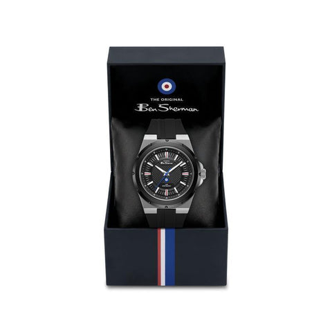 The Watch Boutique Ben Sherman Men's Black Silicone Strap Black Dial Watch