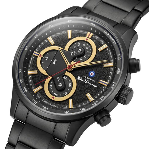 The Watch Boutique Ben Sherman Men’s Black-Tone Chronograph Watch with Black Dial