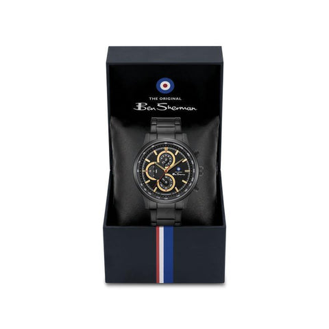 The Watch Boutique Ben Sherman Men’s Black-Tone Chronograph Watch with Black Dial