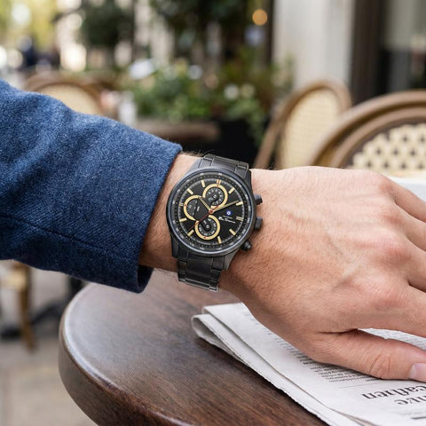 The Watch Boutique Ben Sherman Men’s Black-Tone Chronograph Watch with Black Dial