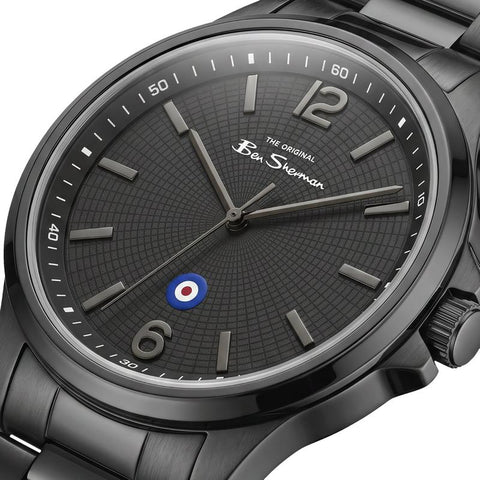 The Watch Boutique Ben Sherman Men’s Black-Tone Watch with Textured Black Dial