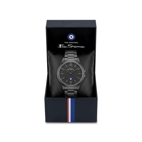 The Watch Boutique Ben Sherman Men’s Black-Tone Watch with Textured Black Dial
