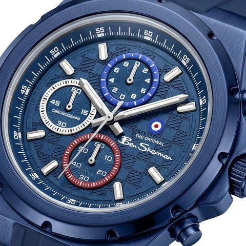 The Watch Boutique Ben Sherman Men's Blue Chronograph Watch with Blue Silicone Strap