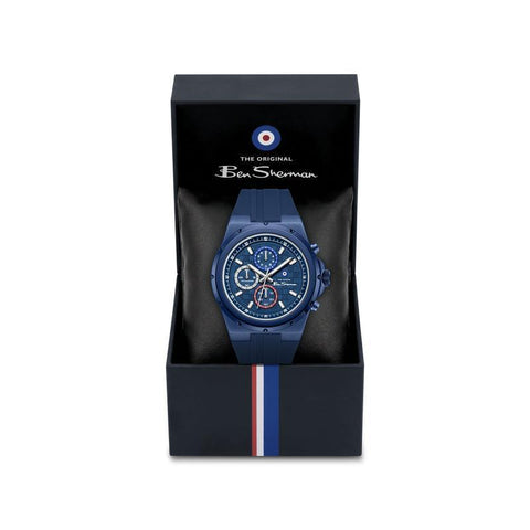 The Watch Boutique Ben Sherman Men's Blue Chronograph Watch with Blue Silicone Strap