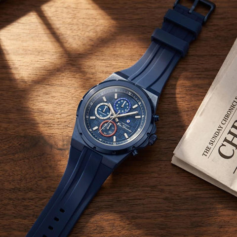 The Watch Boutique Ben Sherman Men's Blue Chronograph Watch with Blue Silicone Strap