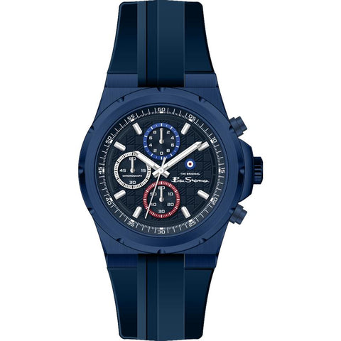 The Watch Boutique Ben Sherman Men's Blue Chronograph Watch with Blue Silicone Strap