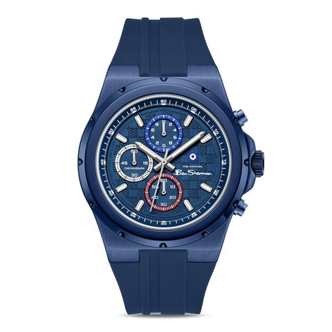 The Watch Boutique Ben Sherman Men's Blue Chronograph Watch with Blue Silicone Strap