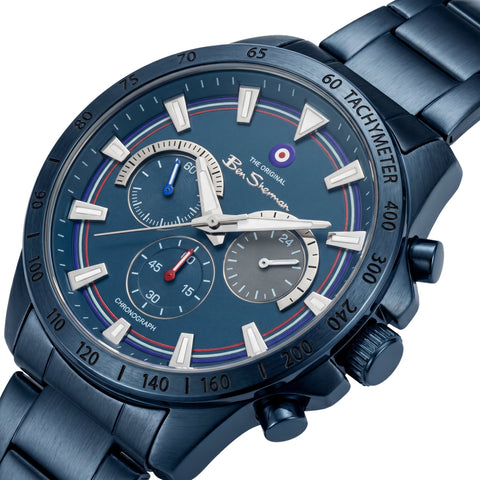 The Watch Boutique Ben Sherman Men's Blue Chronograph Watch with Blue Stainless Steel Bracelet