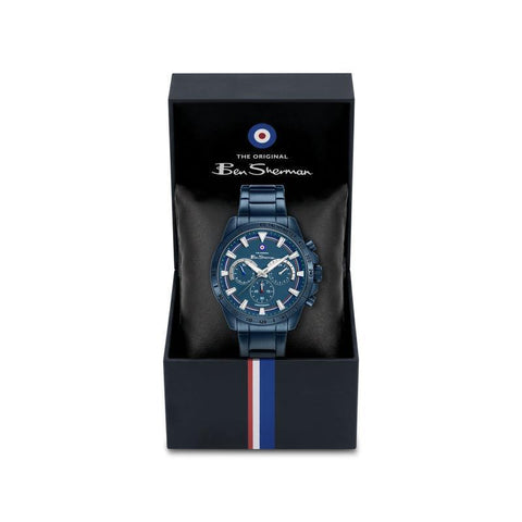 The Watch Boutique Ben Sherman Men's Blue Chronograph Watch with Blue Stainless Steel Bracelet