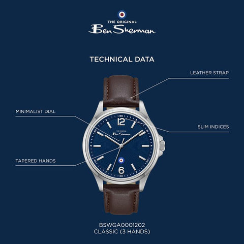 The Watch Boutique Ben Sherman Men's Brown Leather Strap Blue Dial Watch