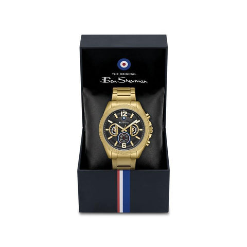 The Watch Boutique Ben Sherman Men’s Gold-Tone Chronograph Watch with Black Dial