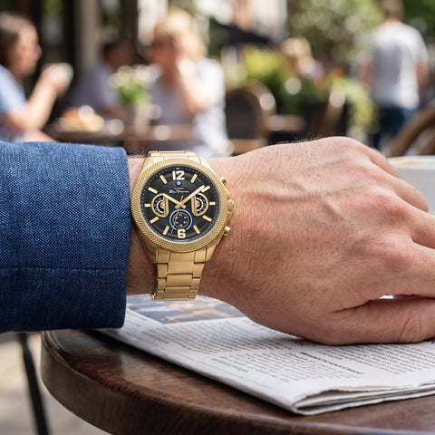 The Watch Boutique Ben Sherman Men’s Gold-Tone Chronograph Watch with Black Dial
