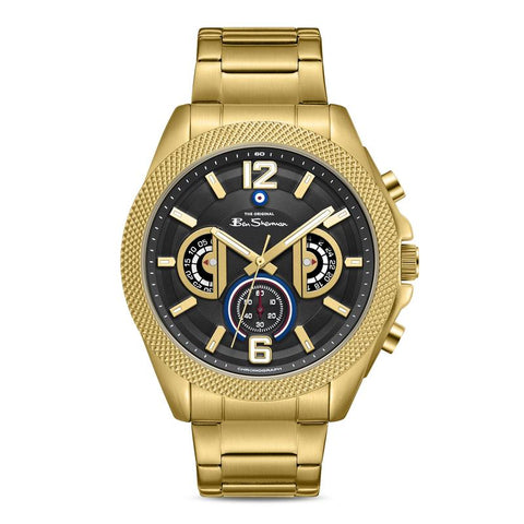 The Watch Boutique Ben Sherman Men’s Gold-Tone Chronograph Watch with Black Dial