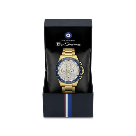 The Watch Boutique Ben Sherman Men’s Gold-Tone Chronograph Watch with Silver Dial