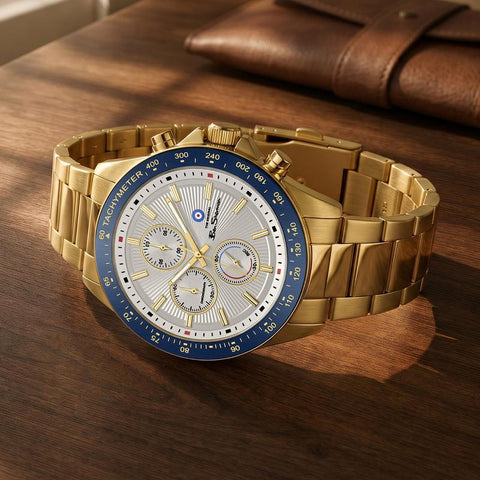 The Watch Boutique Ben Sherman Men’s Gold-Tone Chronograph Watch with Silver Dial