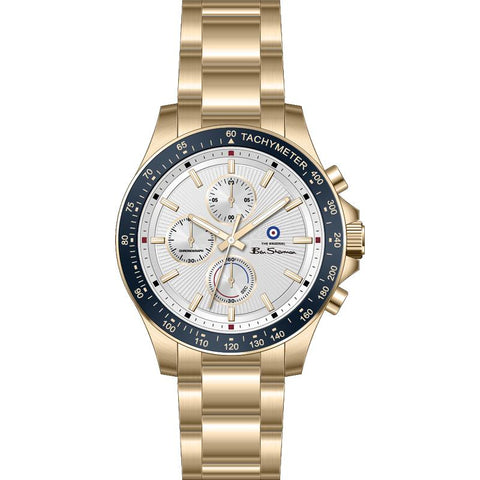 The Watch Boutique Ben Sherman Men’s Gold-Tone Chronograph Watch with Silver Dial