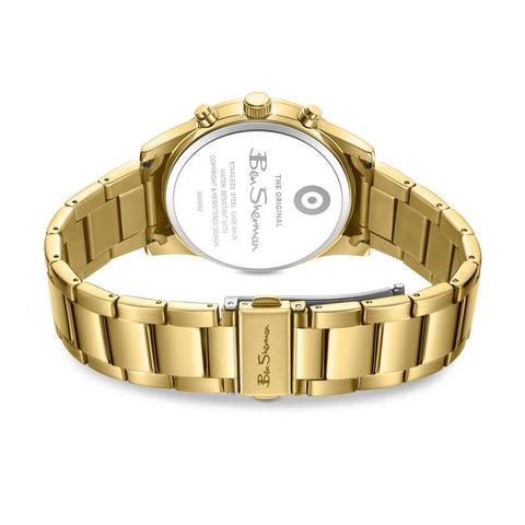 The Watch Boutique Ben Sherman Men's Gold-Tone Chronograph Watch with White Dial & Gold Stainless Steel Bracelet