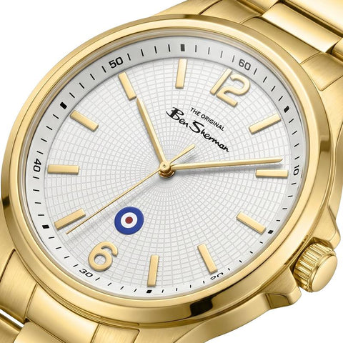 The Watch Boutique Ben Sherman Men’s Gold-Tone Watch with Textured White Dial
