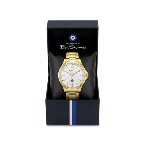 The Watch Boutique Ben Sherman Men’s Gold-Tone Watch with Textured White Dial