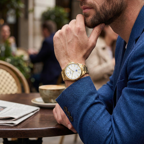 The Watch Boutique Ben Sherman Men’s Gold-Tone Watch with Textured White Dial