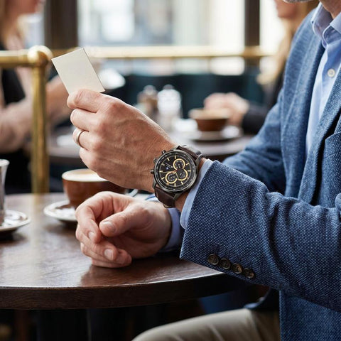 The Watch Boutique Ben Sherman Men’s Gunmetal Chronograph Watch with Black Dial and Brown Leather Strap