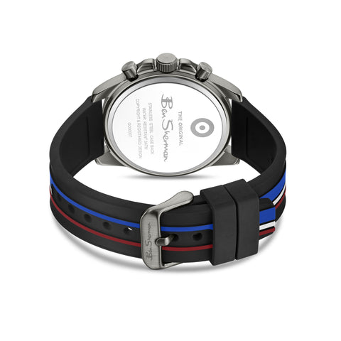 The Watch Boutique Ben Sherman Men's Gunmetal Chronograph Watch with Black Silicone Strap