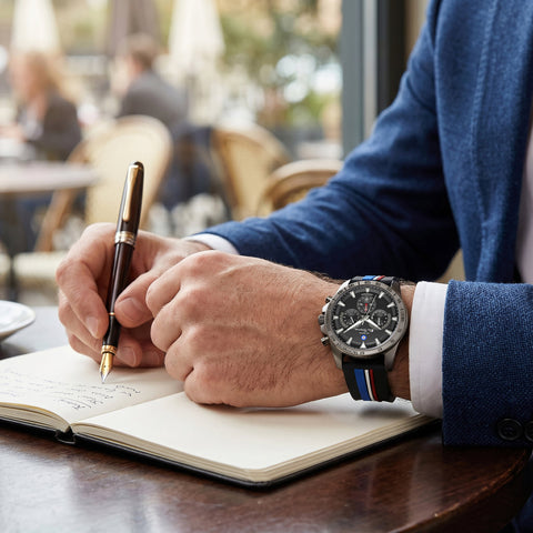 The Watch Boutique Ben Sherman Men's Gunmetal Chronograph Watch with Black Silicone Strap