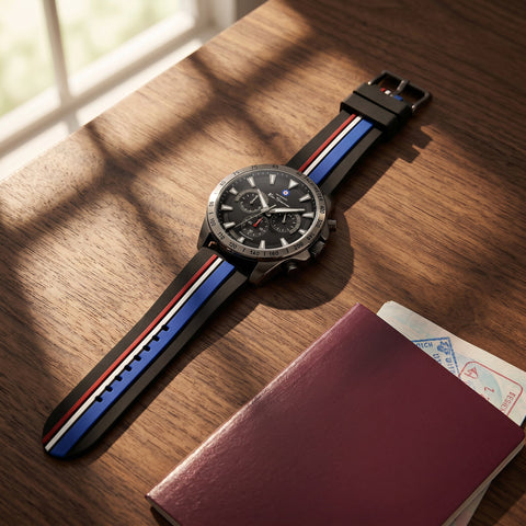 The Watch Boutique Ben Sherman Men's Gunmetal Chronograph Watch with Black Silicone Strap