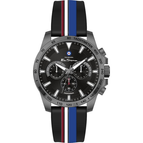 Ben Sherman Men's Gunmetal Chronograph Watch with Black Silicone Strap