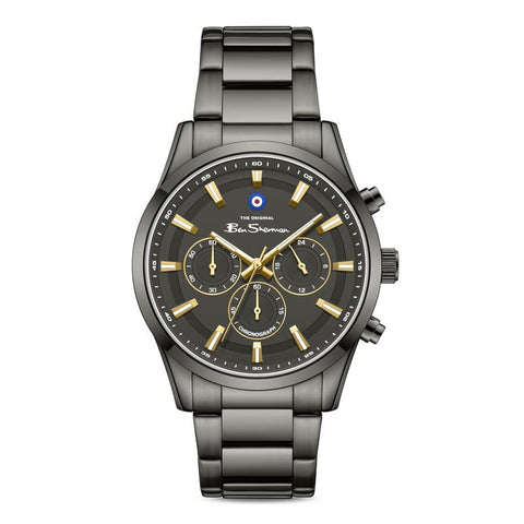 The Watch Boutique Ben Sherman Men's Gunmetal Chronograph Watch with Grey Dial & Black Stainless-Steel Bracelet