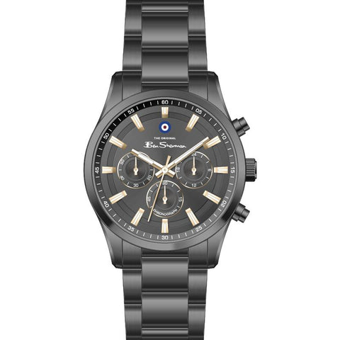 The Watch Boutique Ben Sherman Men's Gunmetal Chronograph Watch with Grey Dial & Black Stainless-Steel Bracelet